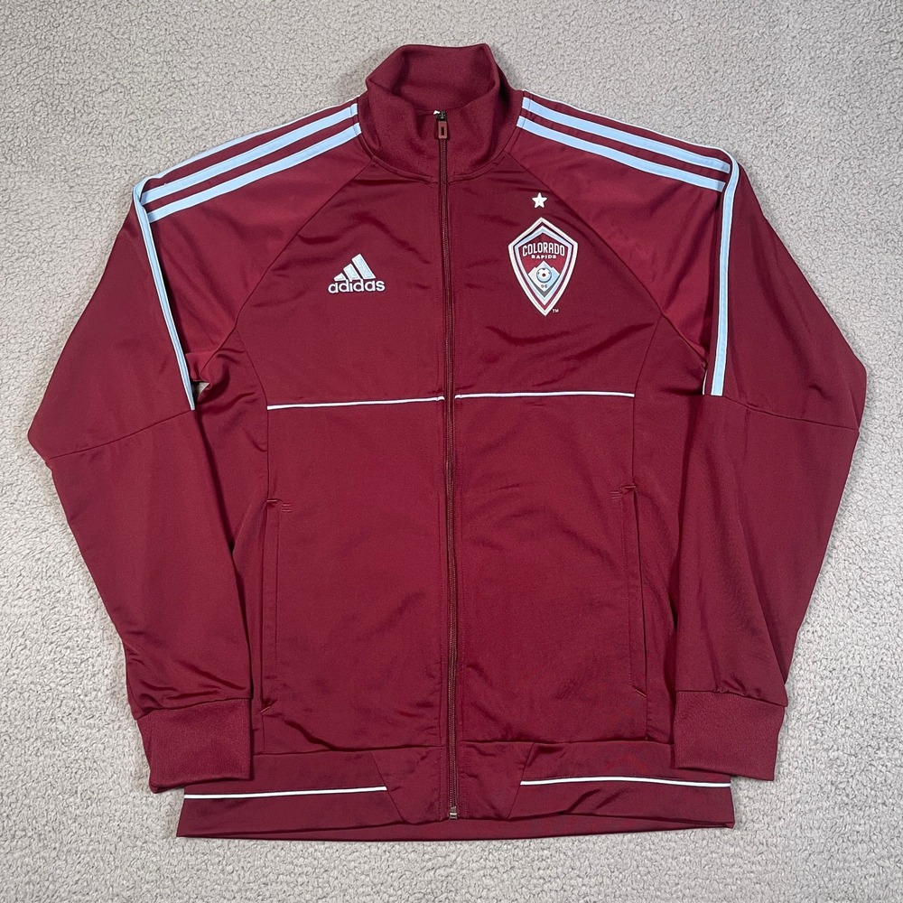 Adidas MLS Colorado Rapids Track Jacket Men's M Red Burgundy Zip Front Soccer